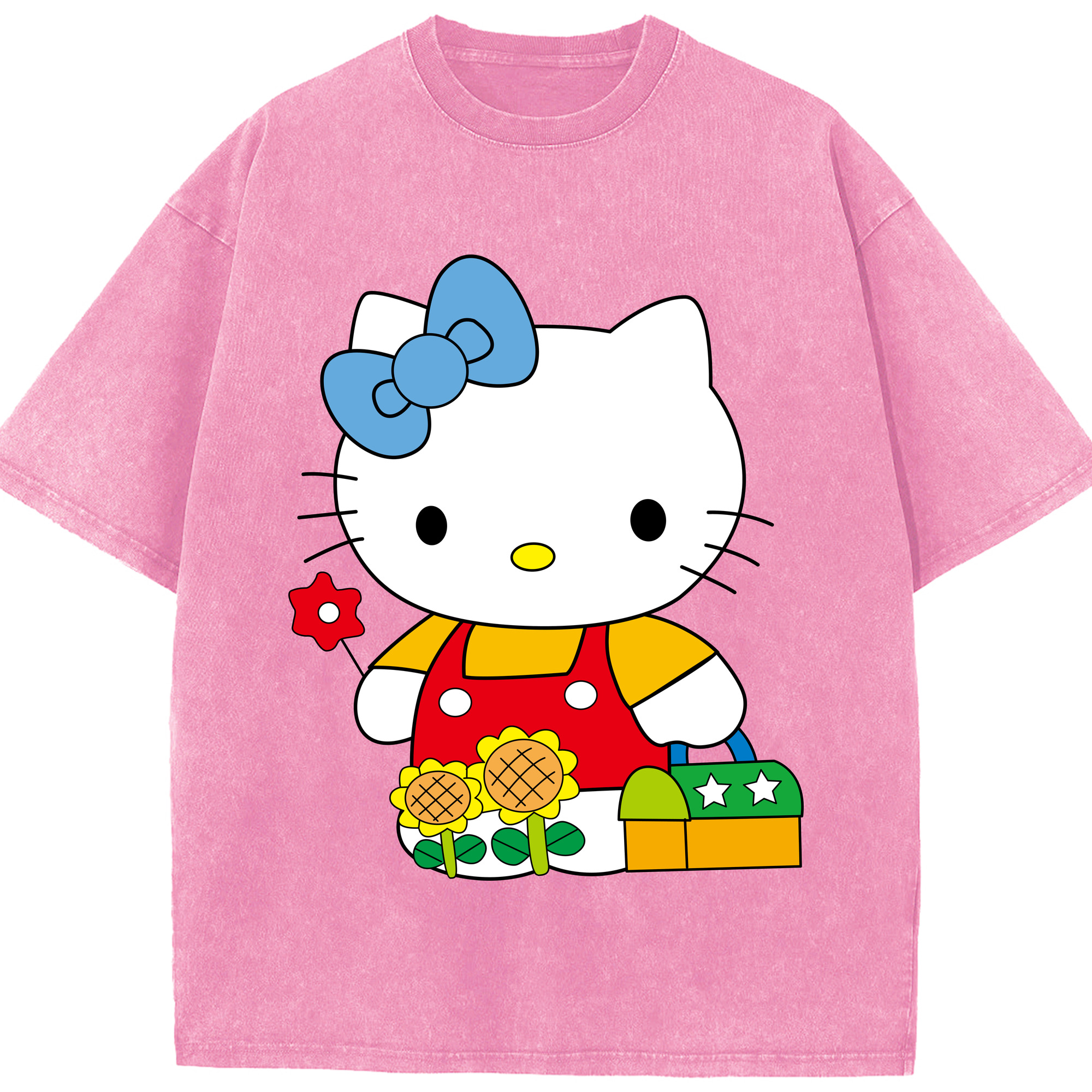 （画像用） Hello Kitty ハローキティ 綿100% ヴィンテージ風 半袖Tシャツ（フロントプリント）